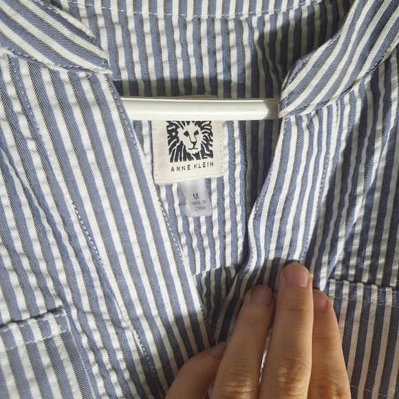 Anne Klein Medium Blue and White Striped Midi Dress - Picture 4 of 6